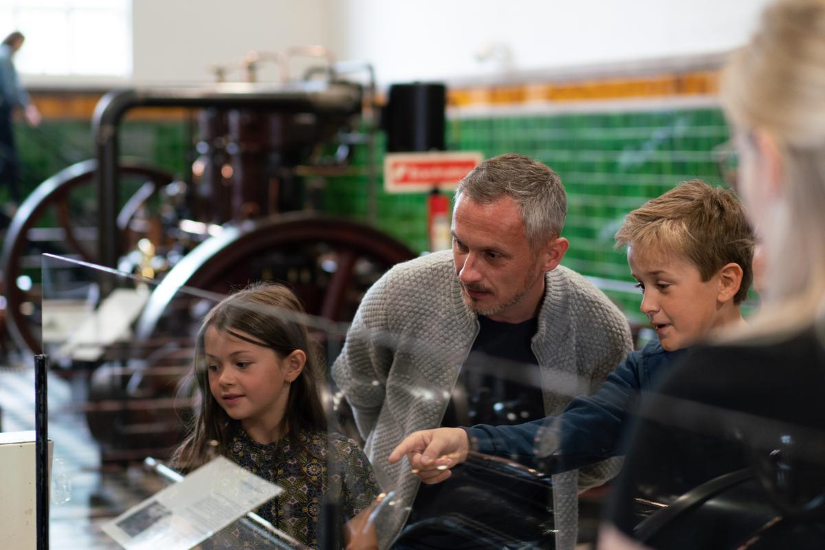 Family visits the industrial museum