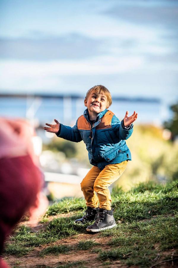 Boy making faces in Juelsminde Nature Play Park
