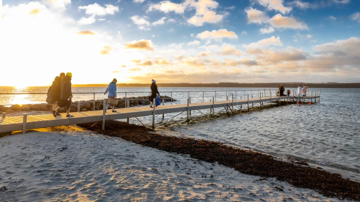 Vinterbadere ved Husodde Strand
