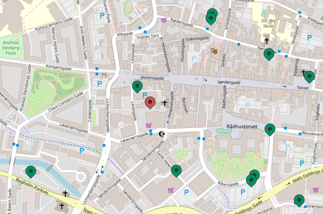 Kort over ladestandere til elbiler